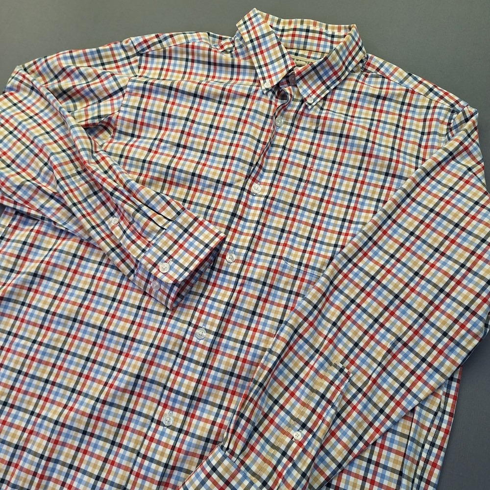 Duluth Trading Co Mens Large Plaid Button Down Shirt Cotton Long Sleeve 92105
